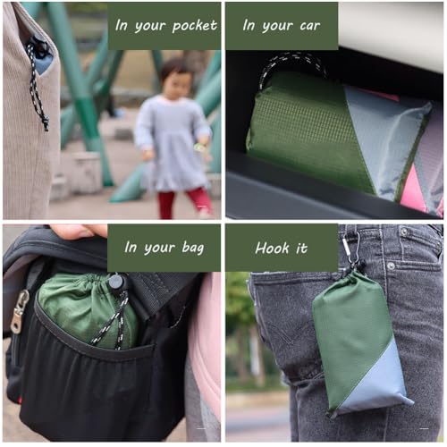 Army Green & Grey Compact Picnic Blanket 55x60 Inch Lightweight Tarp for Camping & Outdoor Use