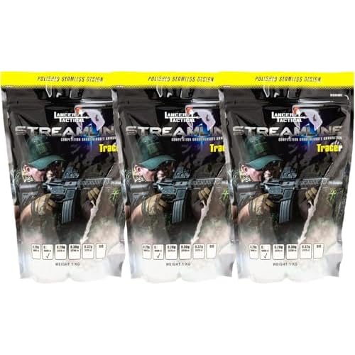 Lancer Tactical 0.20g-0.30g Streamline Competition Grade Tracer Airsoft BBS (Color: Green) X3