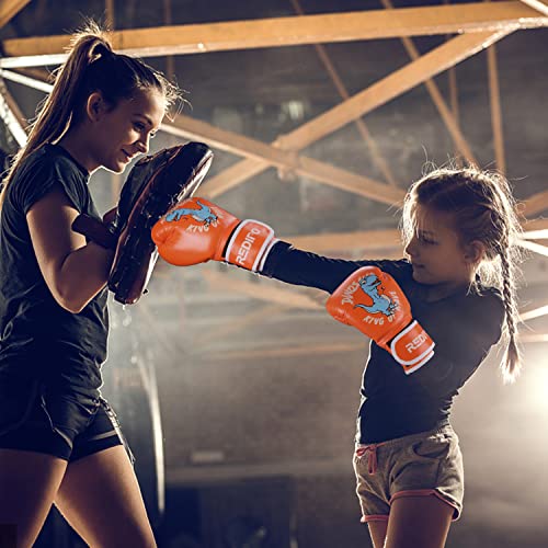 Kids Boxing Gloves for Boys and Girls, Youth Training Gloves, Orange 4 OZ