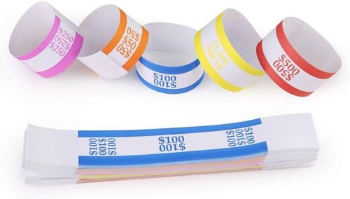 L LIKED Pack of 400 Money Band Bundles Self Sealing Currency Straps for Bill Wrappers (50 of Each - 400 Assorted)