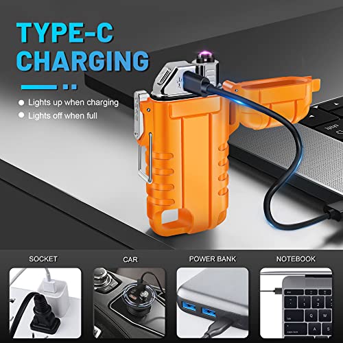 USB C Rechargeable Lighter with Flexible 360° Neck Waterproof Windproof F37-or