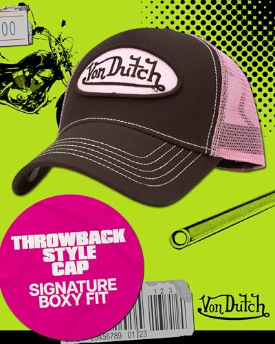 Unisex Trucker Hat with Mesh Back and Colorblock Design - One Size Brown Pink