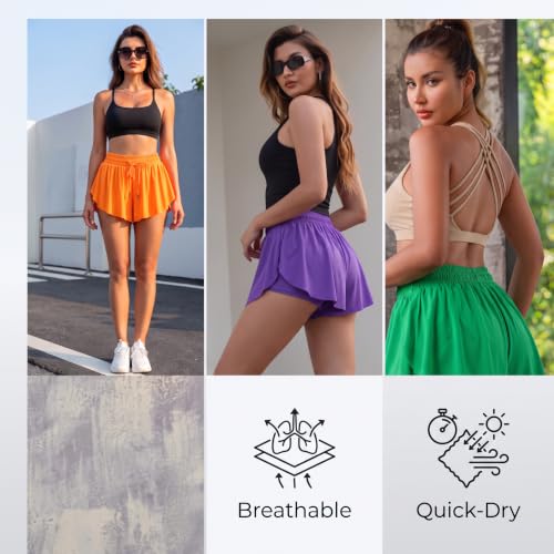 Women Flowy Butterfly Shorts Small Orange Athletic Casual Wear