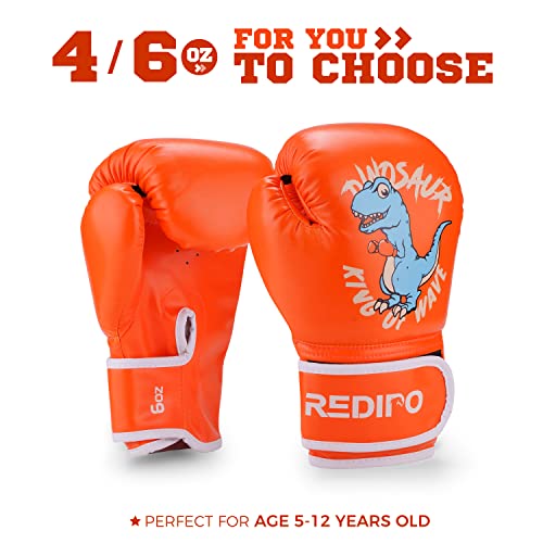 Kids Boxing Gloves for Boys and Girls, Youth Training Gloves, Orange 4 OZ