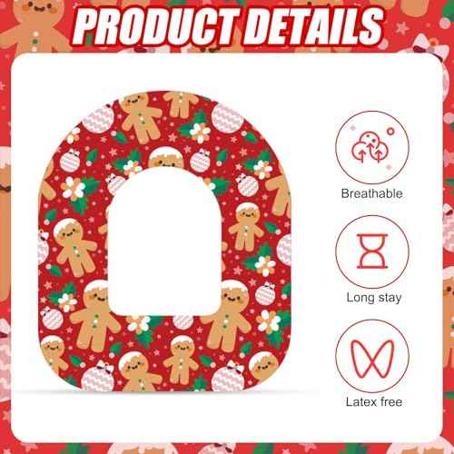 25 Sheets Adhesive Patches for Omnipod 5, Waterproof Sensor Stickers Adhesive Christmas Overpatches Breathable Cover Tape for Omnipod 5