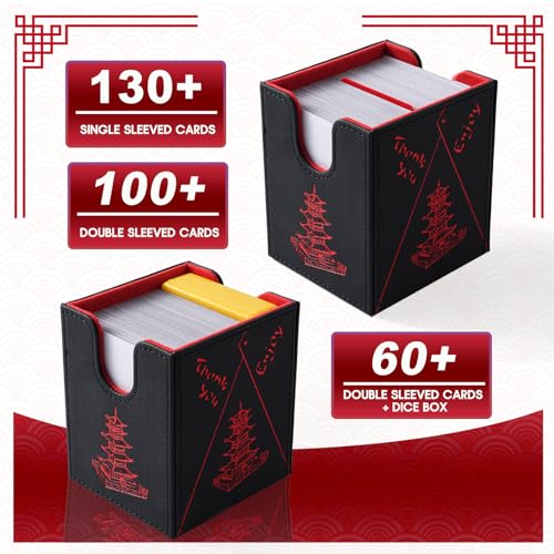 Venssu Chinese Takeout Deck Box for TCG Cards - Black & Red