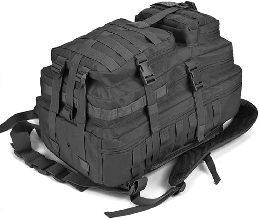 REEBOW GEAR Tactical Backpack 40L Large Army 3 Day Assault Pack Molle Bug Bag Backpacks Military Style Rucksacks (Black)