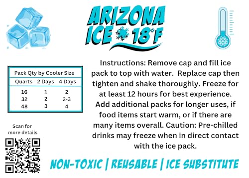 Arizona Ice Industrial Ice Packs | Replaces 10lbs of Ice |18°F (-8°C) | Deepest Grooves | May Freeze Drinks | USA Company | 12" x 9" | Two Pack