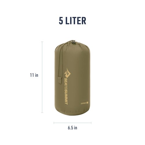 Sea to Summit Lightweight Stuff Sack, Durable Outdoor and Travel Storage, 5 Liter, Olive Green