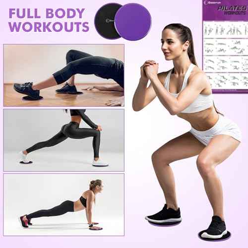 Pilates Ring Set with Resistance Bands Set, Pilates Ball, Sliding Disks ? Workout Equipment Home Gym Includes Complete Fitness Poster