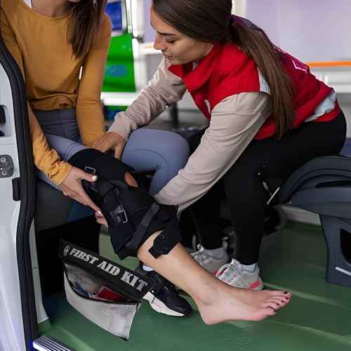 First Aid Kit Bag with Carabiner, 8.5 x 7.5 inches, Waterproof Mesh Front, Set of 3, Black Blue Red, For Travel, Home, Office, Vehicle, Camping, Outdoor (Bag Only)