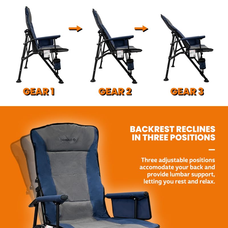 ExtremeHEAT Heated Camping Chair | Water-Resistant Heated Outdoor Chair with 3 Heat Settings | Folding Heated Chair for Outdoor Sports, Camping, and More | Battery Not Included