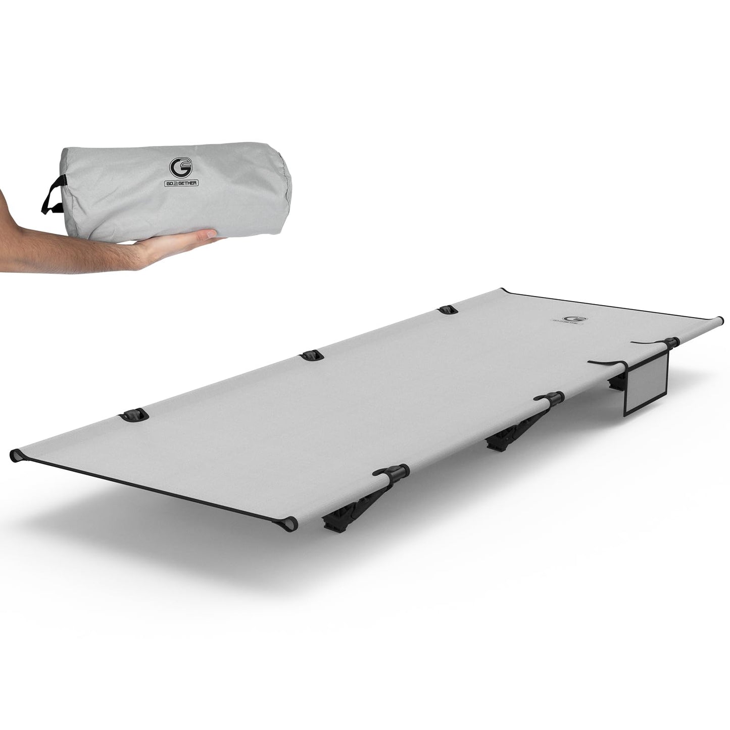 G2 GO2GETHER Foldable Camping Cot, Durable Travel Tent Cot, Ultralight for Backpacking, Comes with Storage Bag(Black/Green/Brown) (Grey)