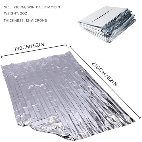 Emergency Foil Blanket 100 Pack Reflective Survival Mylar Blankets - Silver