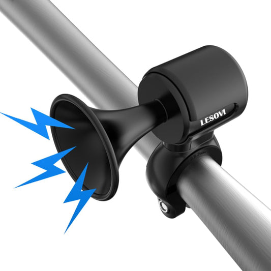 LESOVI Electric Bike Horn, 120dB Electronic Bicycle Bell with 300mAh Battery Operated/IPX5 Waterproof, Loud Bike Bell for Adults/Kids (Black)