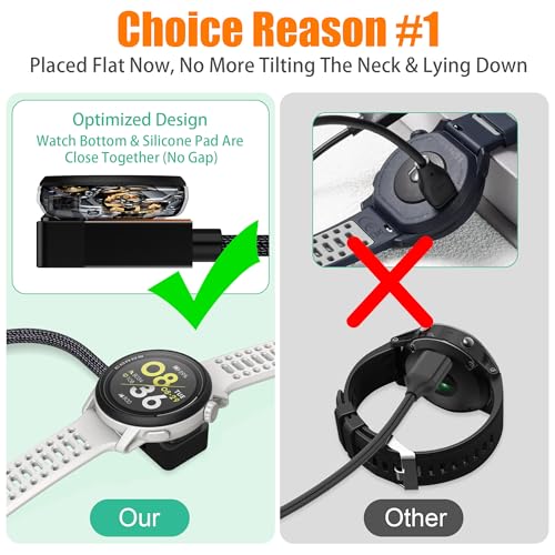 AGVEE 3.3ft USB-C Right Angle Charger Cable for Coros Smartwatch - Black