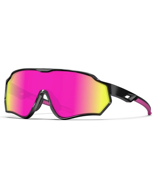 BEACOOL cycling glasses (Tri Acetate Cellulose (TAC), Black Pink)