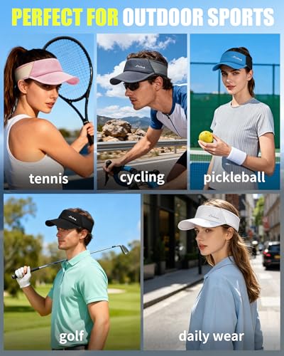 Black Sports Sun Visor for Men & Women Breathable Mesh Foldable Cooling Hat for Running Golf Tennis Hiking
