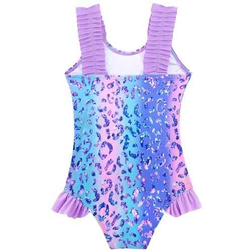 XiaoMoSha Girls One Piece Swimsuit Ruffled Straps Bathing Suits Summer Swim Suit Quick Dry Beach Swimwear for Kids 3-10 Years