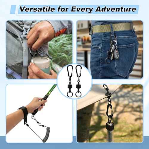 Quick Release Keychain 2-Pack, Magnetic Detachable Key Ring with Plastic Shell, Black Key Holder for Car Keys, Belt Loop, Purse, Fishing Gear & Outdoor Use