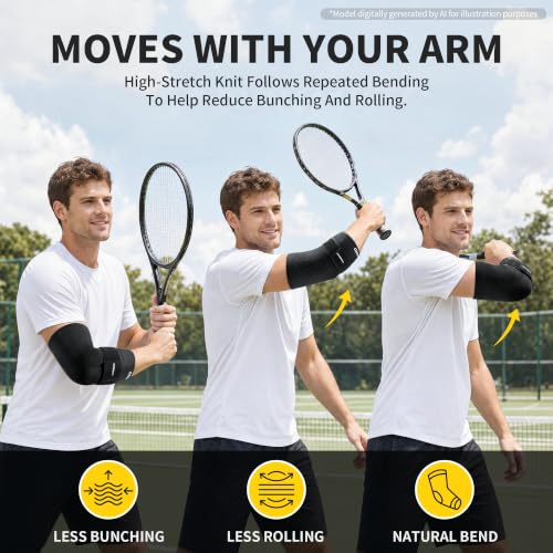 CAMBIVO Tennis Elbow Brace with Strap - Support Sleeve, Black, Medium