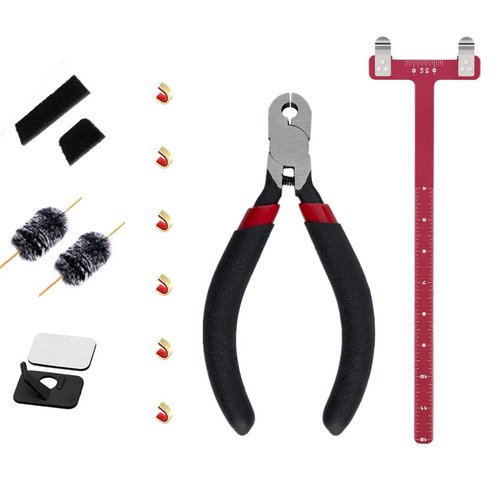 DEERACE Bow String Nocking Points Set – T Square Ruler with Plier for Recurve and Compound Bowstring Accessories (B Set, Red)