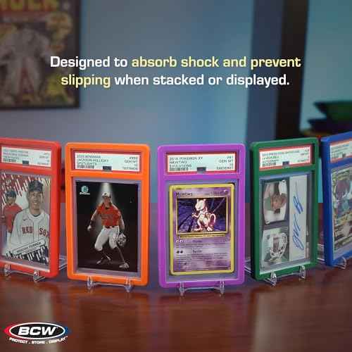 BCW Graded Card Slab Bumpers - Blue | TPE Edge Protectors for PSA Slabs (2017?Current) | Secure Fit & Easy Grip | Pack of 6 Bumpers for PSA-Graded Card Cases | Collector-Grade Protection