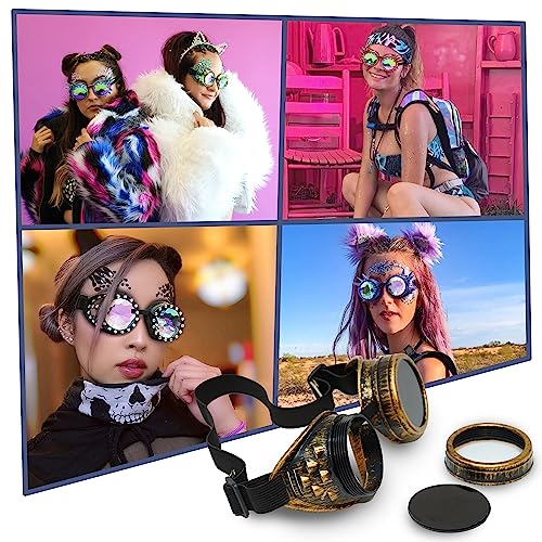 SoJourner Bags Kaleidoscope Glasses - Trippy Psychedelic Rave Goggles - Funky Prism Glasses For Raves - Festival Accessories
