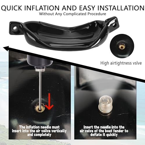 VANCUS 6.3 x 23 Inch Boat Fenders 2-Pack Black Docking Bumpers