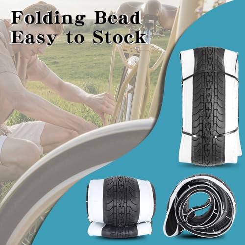 26x2.35 Inch Cruiser Beach Bike Tire with 2 Tubes and Levers - Black White Wall