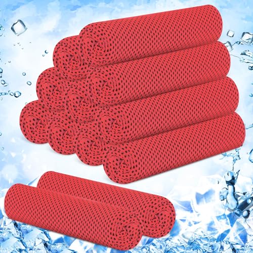 Hosuly 12 Pack Cooling Towels - Red 40x12 Inches for Workout & Outdoor