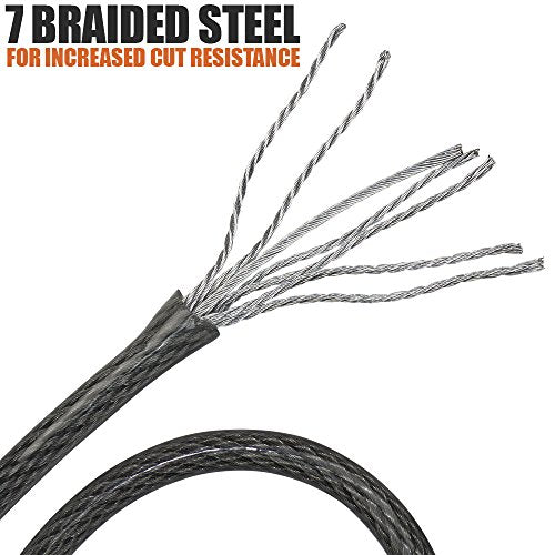 Heavy-Duty 4FT Steel Cable Lock with Loops - 10mm Braided Steel Weatherproof Security Chain Pair