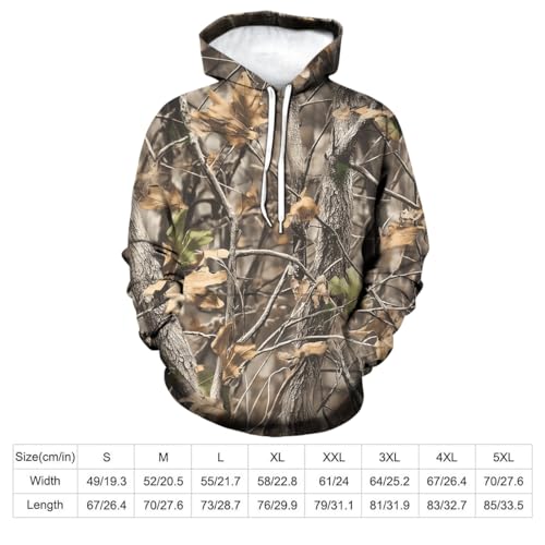 Men's Multicolor Camo Hoodie Sweatshirt Long Sleeve Hunting and Fishing Clothes XL