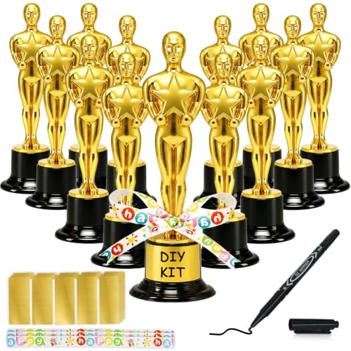 30 Pack Mini Award Trophies with Stickers Ribbons & Marker for Classroom & Party Recognition