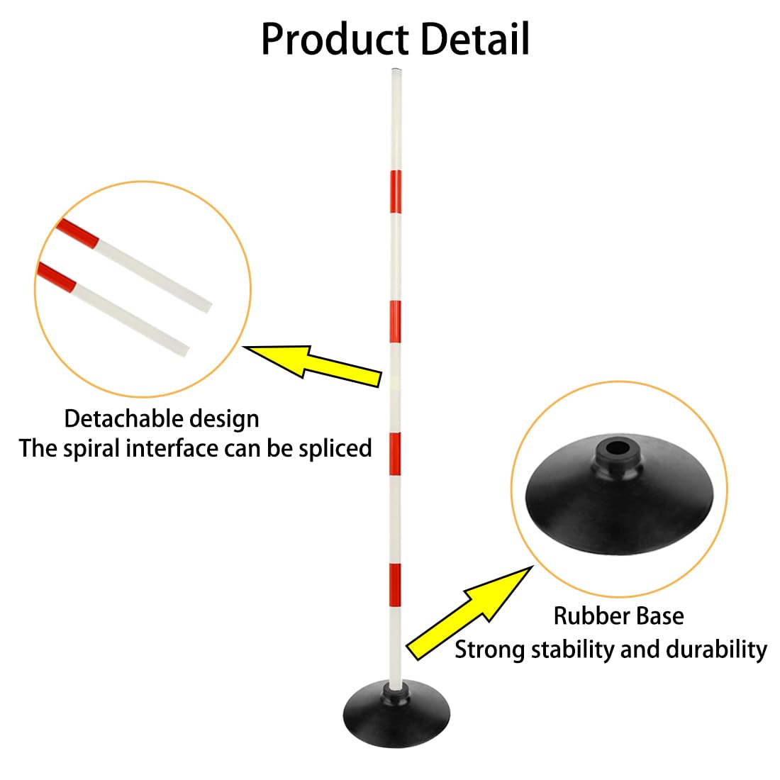 ASENVER Red-White Soccer Agility Pole Set Rubber Base Dribbling Stick Traffic Warning Sign Pole Multifunctional Training Pole (4.9 FT, Pack of 6)