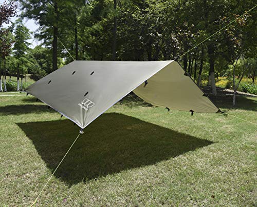 Gold Armour Waterproof Rainfly Tarp for Camping, 12ft x 10ft, Ultralight & Durable Green Shelter