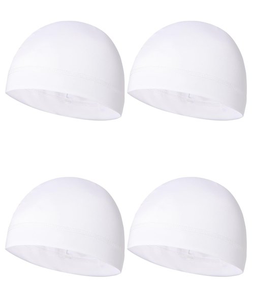 Kninmdor Sweat Wicking Skull Caps White Cooling Helmet Liner Hat Running Beanie Cycling Skullcap Sleeping Cap for Men Women (White Sets)