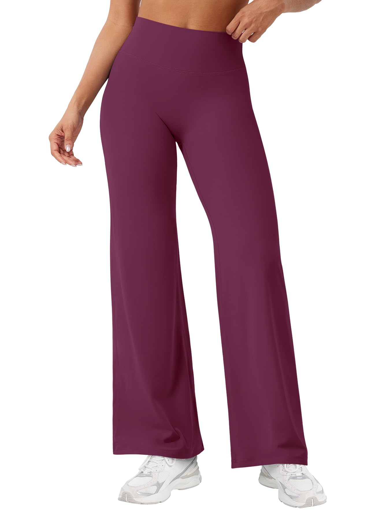 YEOREO Workout Leggings Womens No Front Seam Straight Leggings 29" High Waist Buttery Eddiy Gym Yoga Pants Black Cherry S