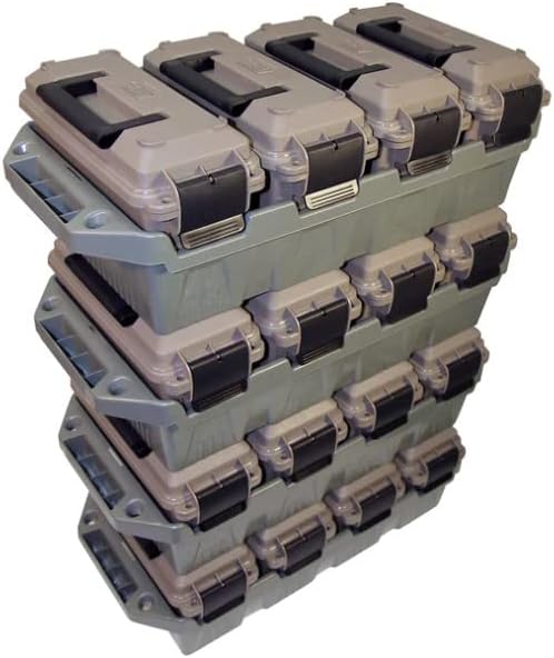 MTM AC4C 4- can Ammo Crate, Convenient size, Stackable, easy carry and transport of 30 caliber ammo, Rugged tactical carrying crate, USA Made, 23.6"L x 11.25"W x 7.5"H, Brown
