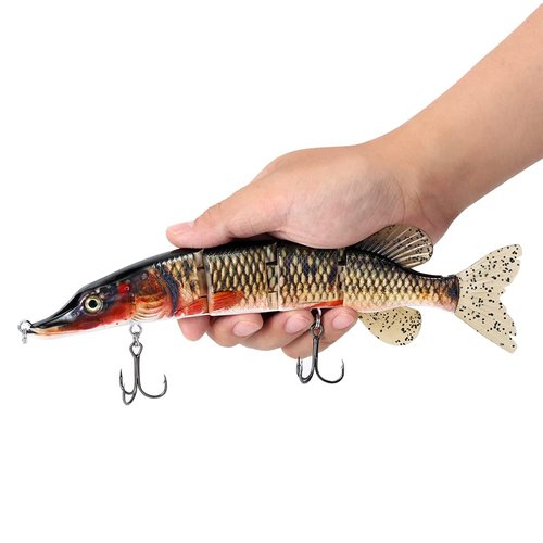 10in Large Topwater Multi Jointed Fishing Lures Bait,4 Segment Big Giant Floating Fishing Bass Lures,Crankbaits Swimbaits with Treble Hook (10IN4J-01)