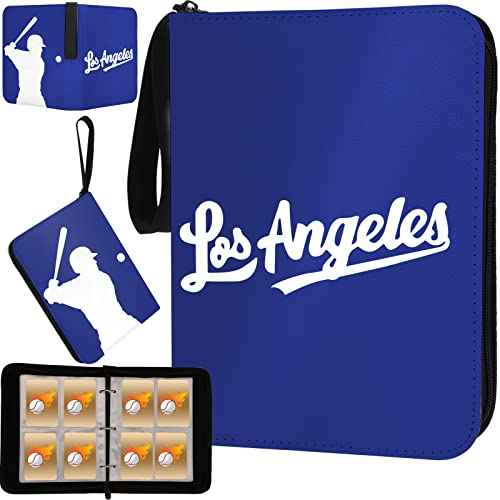 Baseball Card Binder With Sleeves 400 Pocket, Los Angeles Card Holder for Trading Cards, Collector Album Sports 3 Ring Binder Storage Book Folder Organizer for Kids Gift