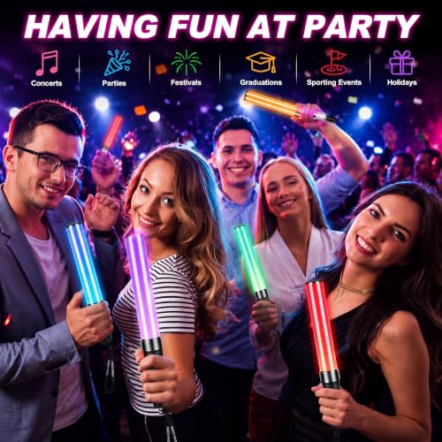 Lewtemi 10 Pcs Halloween LED Glow Sticks - 15 Color Reusable Light Up Party Supplies