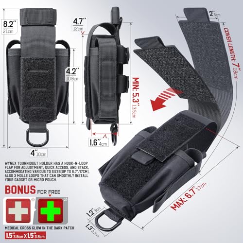 WYNEX Tactical Tourniquet Holder Pouch MOLLE Belt IFAK Black