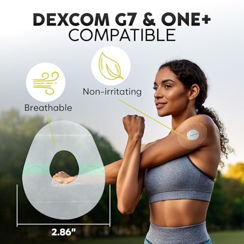 Adamson Dexcom G7 Over Patches Waterproof ? 40 Clear Adhesive Patches ? Transparent CGM Covers No Glue on Sensor ? Strong Hold ? Hypoallergenic & Sweatproof