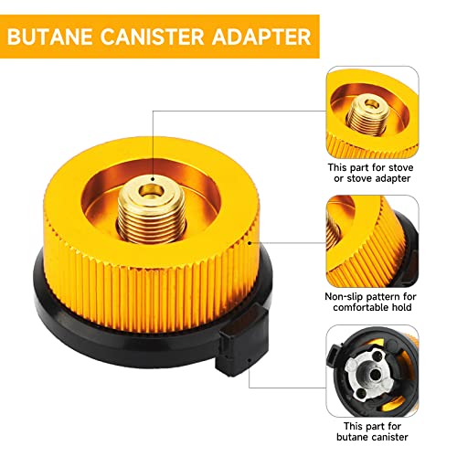 SAN LIKE 2pcs Camping Stove Adapter Butane Canister Adapter EN417 Lindal Valve Canister Shifter Propane Adapter Isobutane Fuel Canister with Exhaust Air Pressure Button