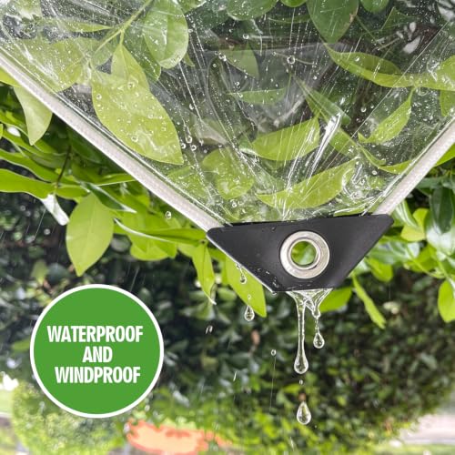 8x10 Heavy Duty Clear Tarp 15MIL Waterproof with Grommets - SHADEPLUS