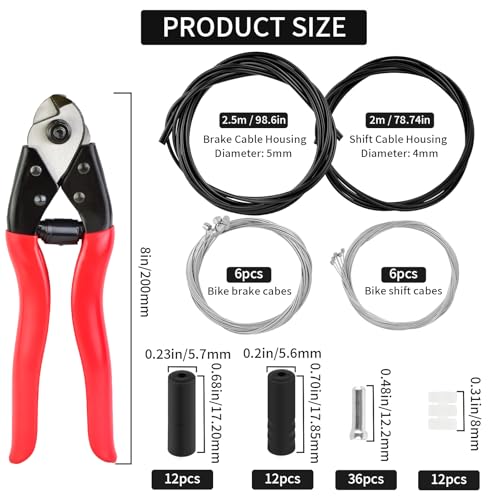 MuHize Bike Brake Cable Kit - Upgraded 87 PCS Brake Lines Contain Stainless Steel Wire Cutter & Shifter Cables with Housing for Mountain/Road Bikes