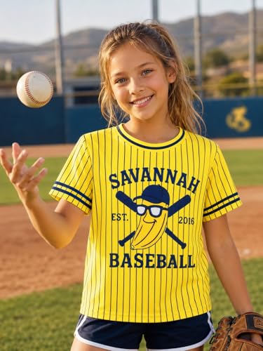 Kids Baseball Shirt Toddler Boys Girls Short Sleeve Sport Tee for Team Fans