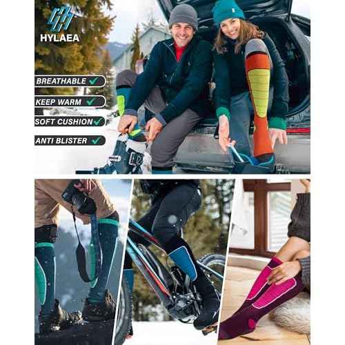 Hylaea Merino Wool Ski Socks, Cold Weather Socks for Snowboarding, Snow, Winter, Thermal Knee-high Warm Socks, Hunting