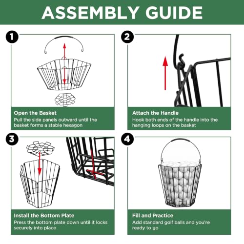 Foldable Golf Ball Basket 100-Ball Capacity - Collapsible Mesh Design, Portable Practice